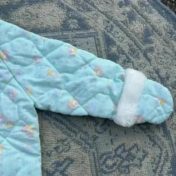 Vintage Baby‎ Quilted Snowsuit w/ Hood Pastel Blue squirrel Warm Cozy - Picture 4 of 15
